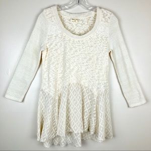Anthropologie Meadow Rue Limay Knit Sweater Cream